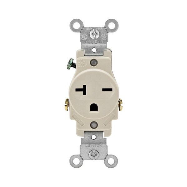 Leviton Straight Blade Receptacle, 6-20R, 20 A, 250V AC, 2 Pole, 3 Wire, Grounded 05821-0TS - main